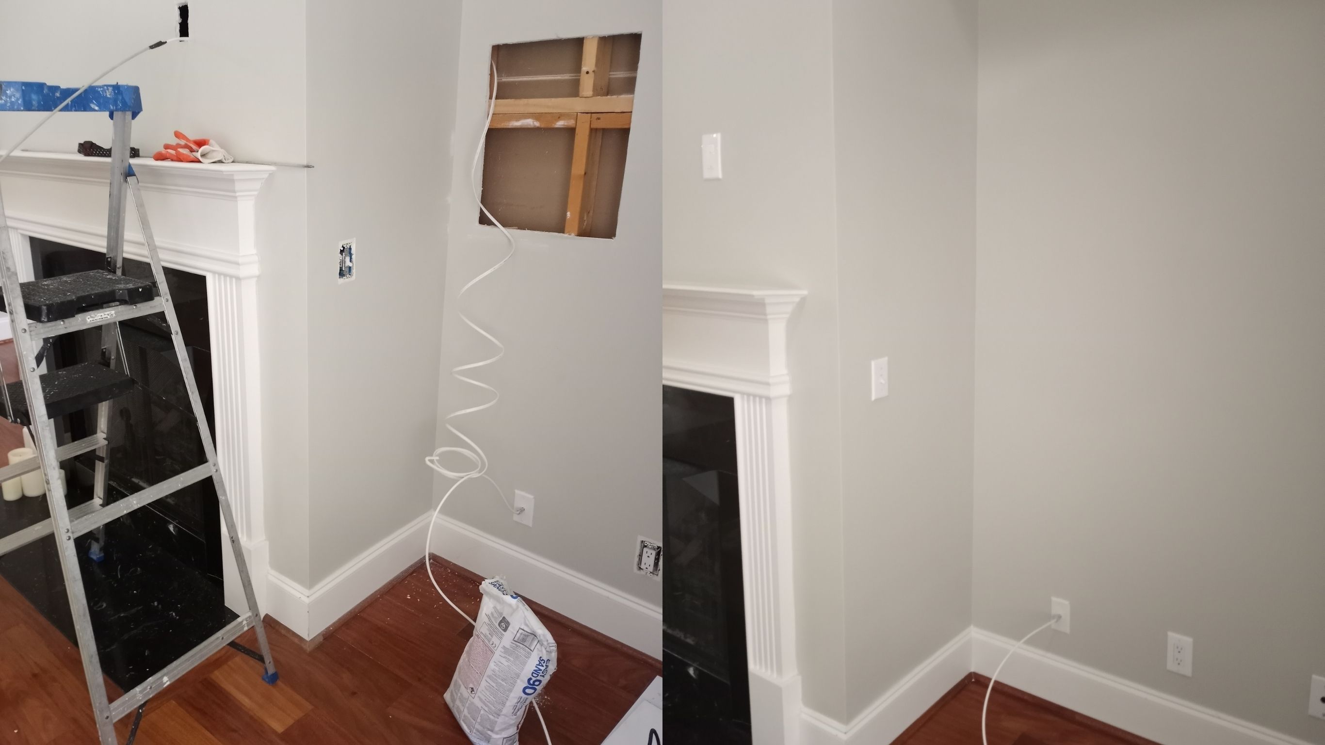 TV Pre-Wiring Installation – Work in Progress & After