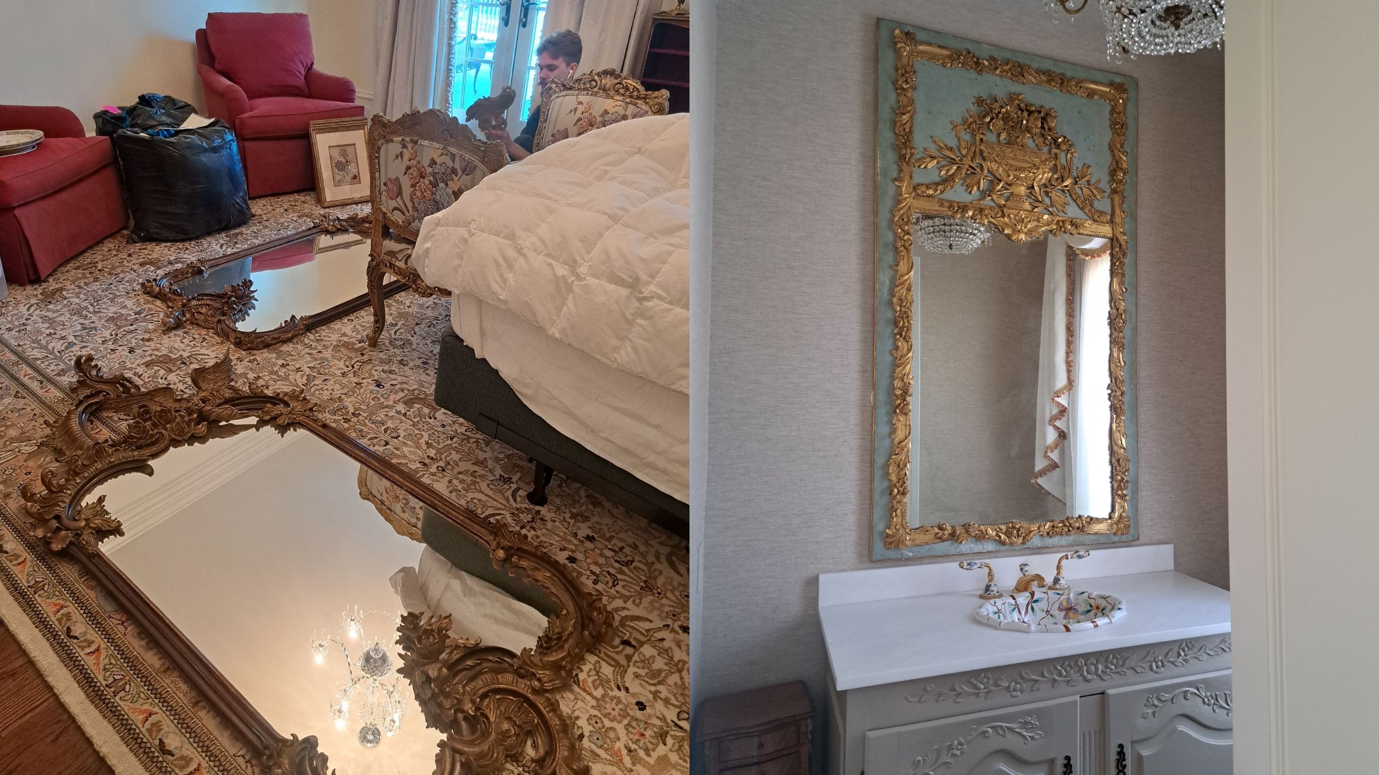 Antique Mirrors Installation – Work in Progress & After
