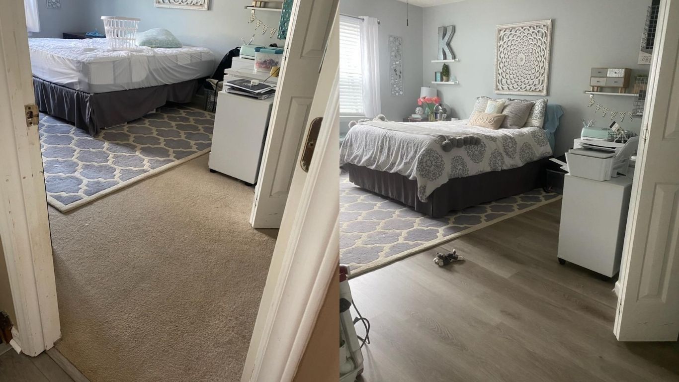 Bedroom flooring upgrade – Before & After