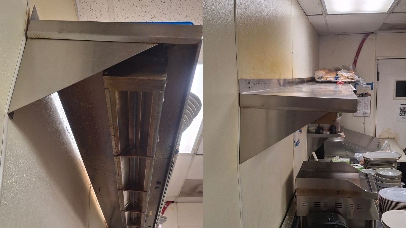 Restaurant shelf reinforcement – Before & After
