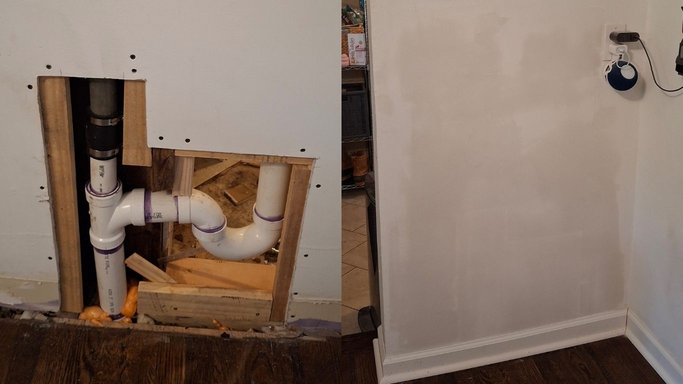 Drywall patching – Before & After