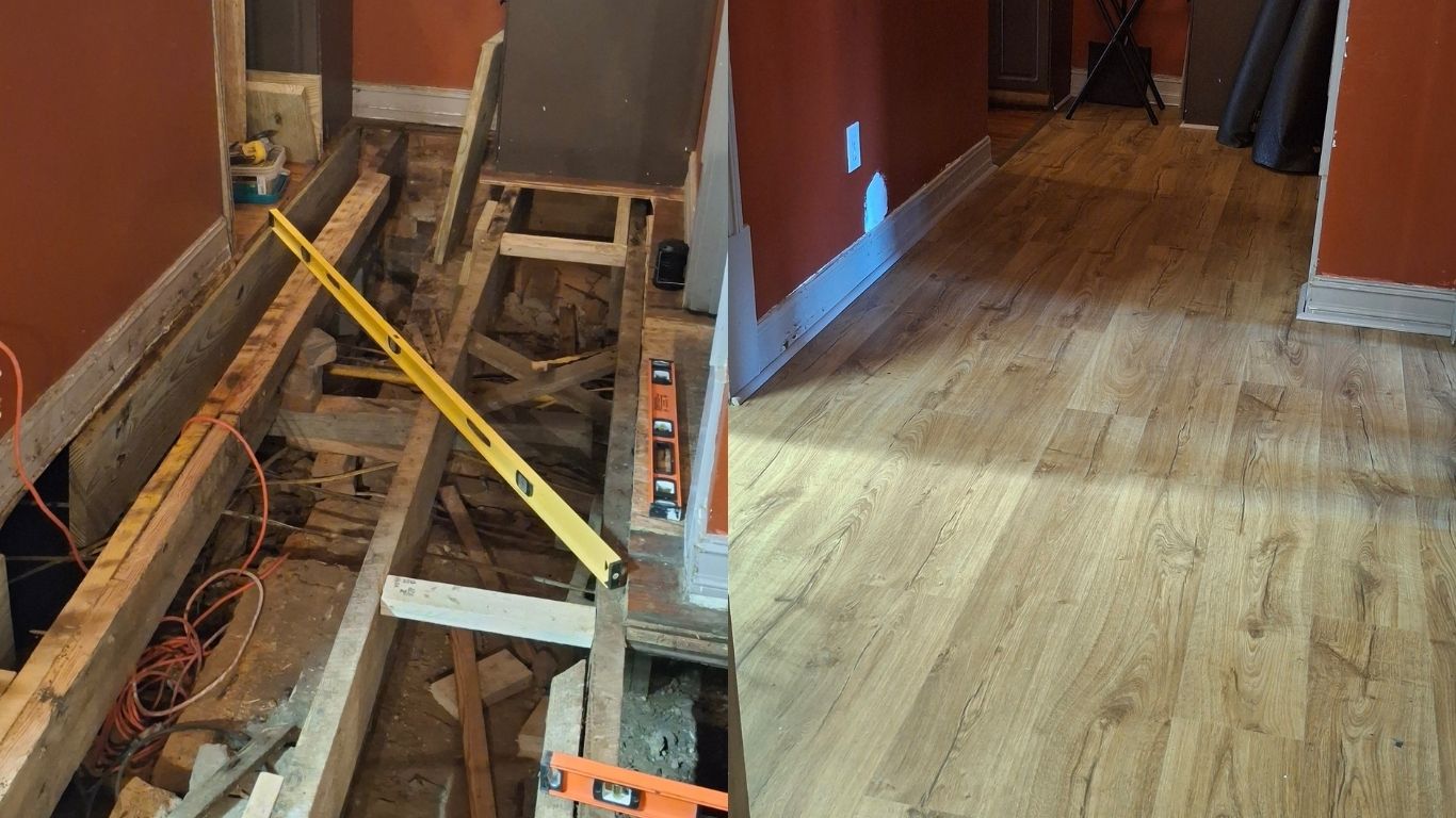 Restaurant hallway floor renovation – Before & After