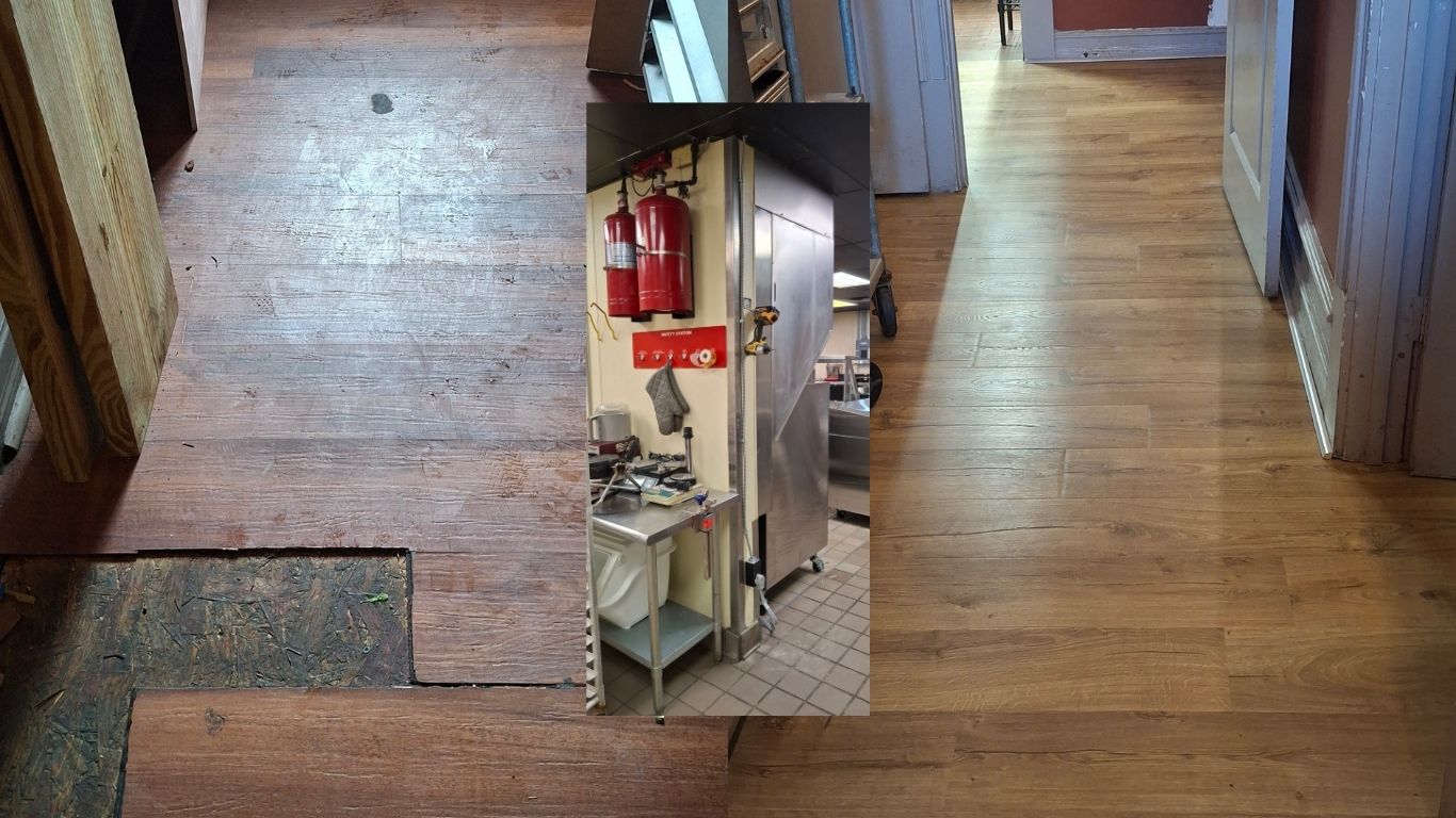Restaraunt hallway floors upgrade – Before & After