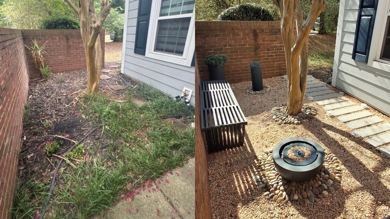 Front yard zen garden installation – Before & After
